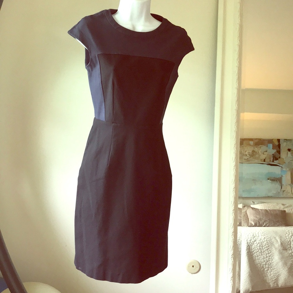 Theory navy and black color block dress